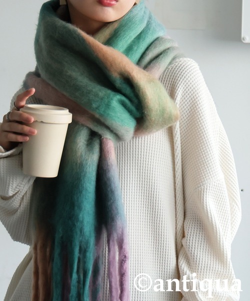 antiqua（アンティカ）の「チェックストール（ストール/ショール・レディース・ブラウン/ピンク・FREE）」の2枚目の写真