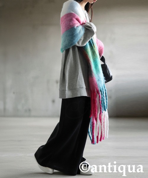 antiqua（アンティカ）の「チェックストール（ストール/ショール・レディース・ブラウン/ピンク・FREE）」の7枚目の写真
