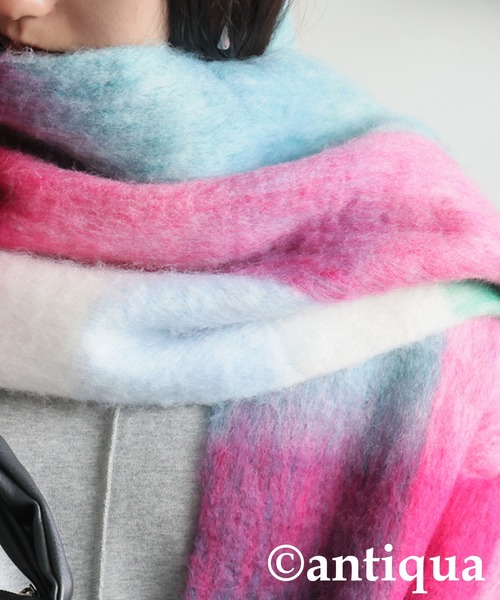 antiqua（アンティカ）の「チェックストール（ストール/ショール・レディース・ブラウン/ピンク・FREE）」の8枚目の写真