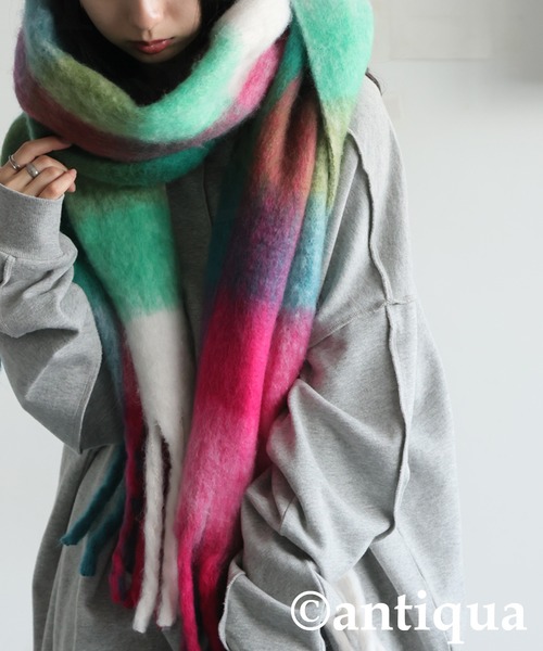 antiqua（アンティカ）の「チェックストール（ストール/ショール・レディース・ブラウン/ピンク・FREE）」の9枚目の写真
