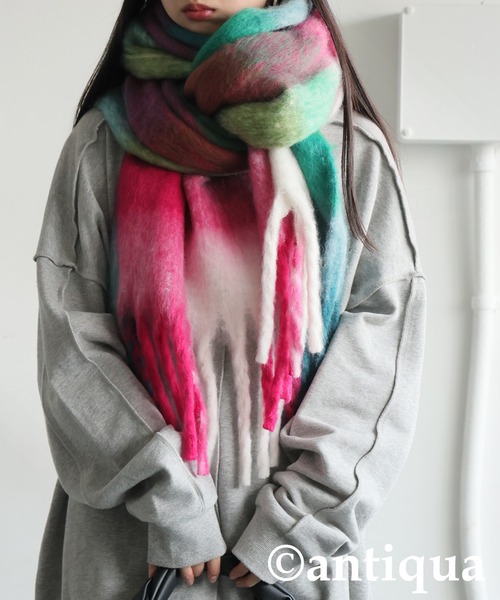 antiqua（アンティカ）の「チェックストール（ストール/ショール・レディース・ブラウン/ピンク・FREE）」の10枚目の写真