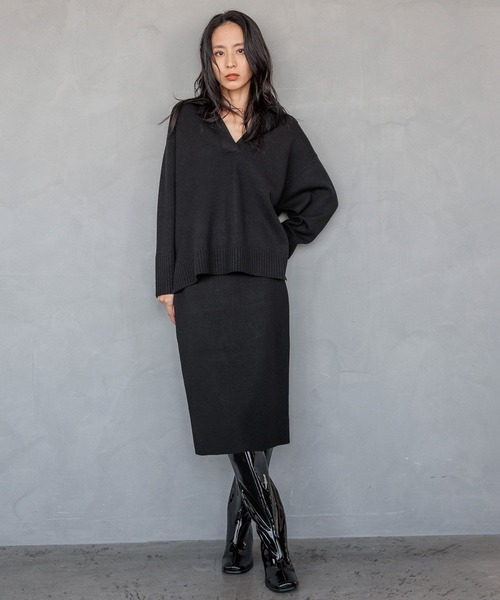 HEREIAM（ヘレイアム）の「【HEREIAM】やみつきになる肌触り/ファインタッチスキッパーニット（ニット/セーター・レディース・アイボリー/ブラック/ダークブラウン・FREE）」の9枚目の写真