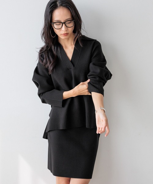 HEREIAM（ヘレイアム）の「【HEREIAM】やみつきになる肌触り/ファインタッチスキッパーニット（ニット/セーター・レディース・アイボリー/ブラック/ダークブラウン・FREE）」の12枚目の写真