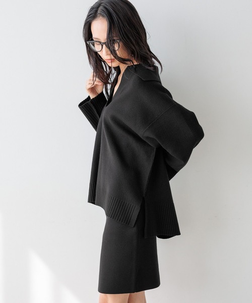 HEREIAM（ヘレイアム）の「【HEREIAM】やみつきになる肌触り/ファインタッチスキッパーニット（ニット/セーター・レディース・アイボリー/ブラック/ダークブラウン・FREE）」の14枚目の写真