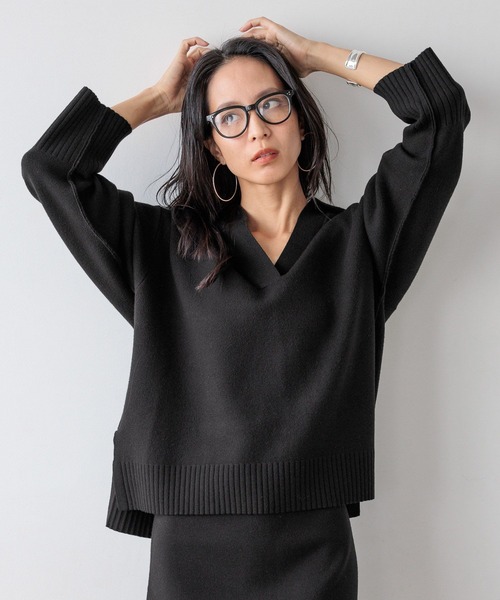 HEREIAM（ヘレイアム）の「【HEREIAM】やみつきになる肌触り/ファインタッチスキッパーニット（ニット/セーター・レディース・アイボリー/ブラック/ダークブラウン・FREE）」の15枚目の写真