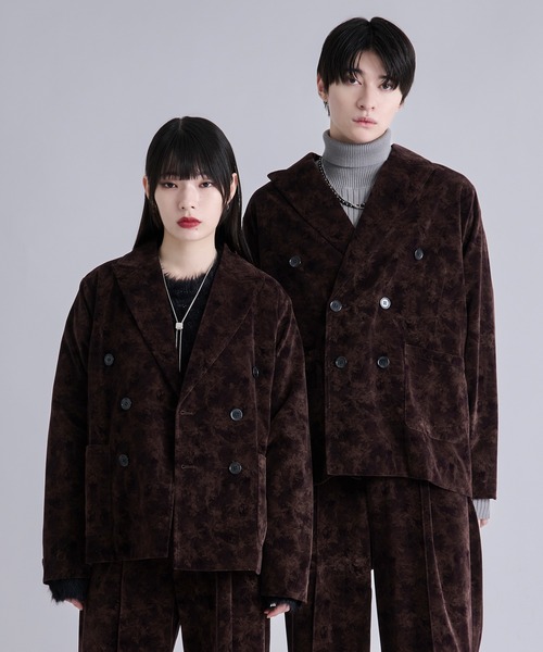 Ellno Loset（エルノロゼット）の「ベルベットフラワーダブルジャケット/SETUP対応（テーラードジャケット・メンズ・ブラック系/グレー系/ブラウン系・LARGE/MEDIUM/SMALL/X-SMALL）」の4枚目の写真