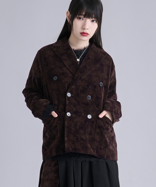 Ellno Loset（エルノロゼット）の「ベルベットフラワーダブルジャケット/SETUP対応（テーラードジャケット・メンズ・ブラック系/グレー系/ブラウン系・LARGE/MEDIUM/SMALL/X-SMALL）」の7枚目の写真