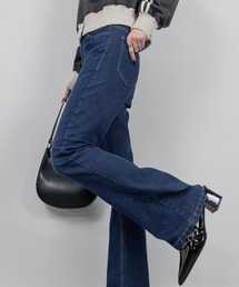 mellomela.（メロメラ）の「フレアスキニーストレッチデニムパンツ（デニムパンツ）」