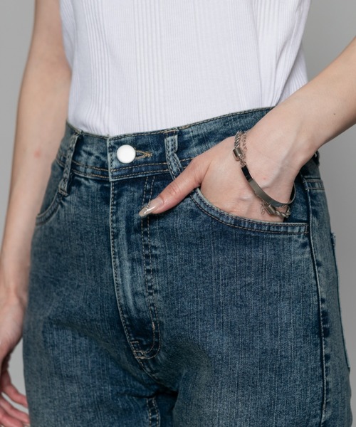 mellomela.(メロメラ)の「【脚長×美脚を叶える】フレアスキニーストレッチデニムパンツ(デニムパンツ・レディース・ネイビー/ライトブルー/ブルー系その他3・S/M/L/LL)」の11枚目の写真