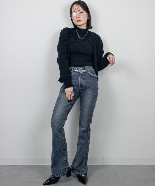 mellomela.(メロメラ)の「【脚長×美脚を叶える】フレアスキニーストレッチデニムパンツ(デニムパンツ・レディース・ネイビー/ライトブルー/ブルー系その他3・S/M/L/LL)」の18枚目の写真
