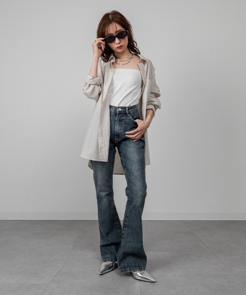 mellomela.(メロメラ)の「【脚長×美脚を叶える】フレアスキニーストレッチデニムパンツ(デニムパンツ・レディース・ネイビー/ライトブルー/ブルー系その他3・S/M/L/LL)」の22枚目の写真