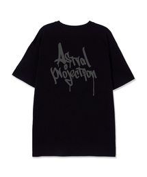 ペングラフィティレタリングロゴスーピマコットンラウンドネック半袖Tシャツ_ブラック