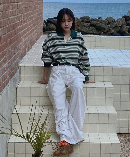 ALAND(エーランド)の「【UNISEX】ASCLO/マルチボーダーカラーTシャツ(Tシャツ/カットソー・レディース・ブラック/グリーン・FREE)」の6枚目の写真