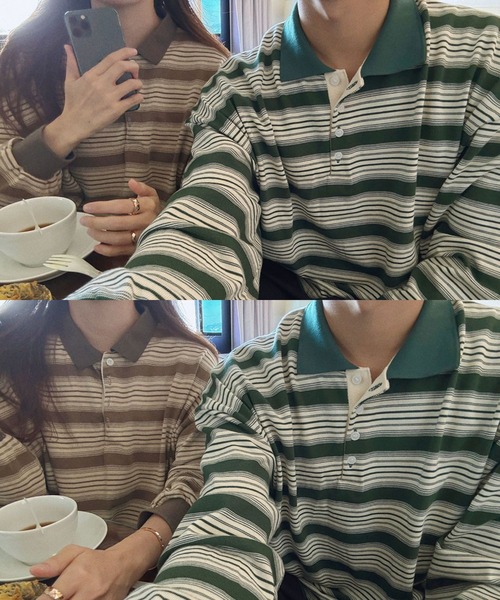 ALAND(エーランド)の「【UNISEX】ASCLO/マルチボーダーカラーTシャツ(Tシャツ/カットソー・レディース・ブラック/グリーン・FREE)」の12枚目の写真