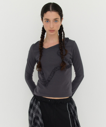 STAR PATCH UNBALANCED LONG-SL T - CHARCOAL