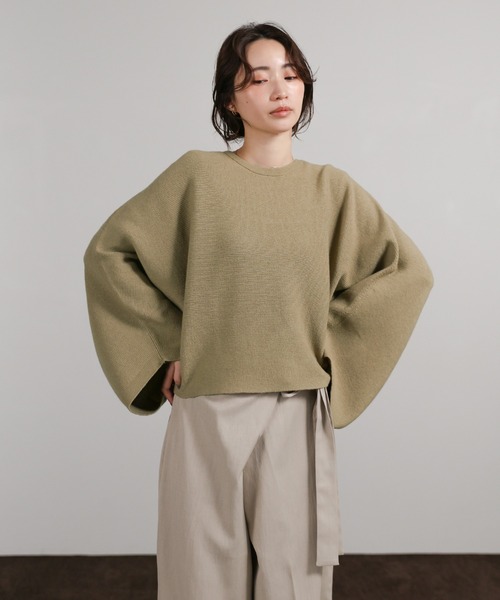 select MOCA Et(セレクトモカエト)の「【Et】Dolman Sleeve Short Rib Knit(ニット/セーター・レディース・ベージュ/チャコール/ブラック・FREE)」の1枚目の写真