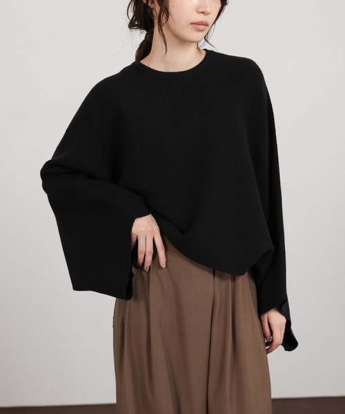 select MOCA Et(セレクトモカエト)の「【Et】Dolman Sleeve Short Rib Knit(ニット/セーター・レディース・ベージュ/チャコール/ブラック・FREE)」の2枚目の写真