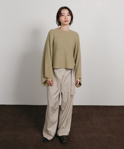 select MOCA Et(セレクトモカエト)の「【Et】Dolman Sleeve Short Rib Knit(ニット/セーター・レディース・ベージュ/チャコール/ブラック・FREE)」の4枚目の写真