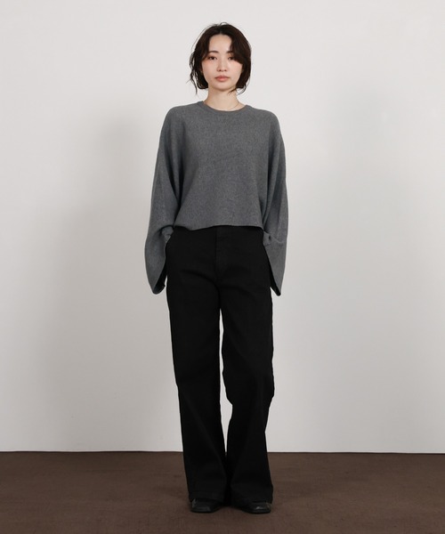 select MOCA Et(セレクトモカエト)の「【Et】Dolman Sleeve Short Rib Knit(ニット/セーター・レディース・ベージュ/チャコール/ブラック・FREE)」の5枚目の写真