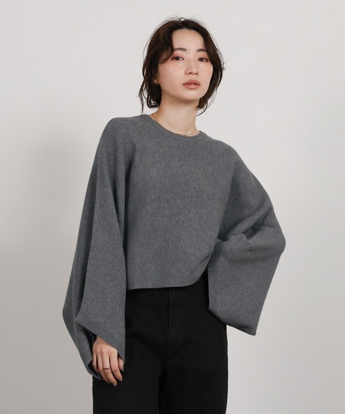 select MOCA Et(セレクトモカエト)の「【Et】Dolman Sleeve Short Rib Knit(ニット/セーター・レディース・ベージュ/チャコール/ブラック・FREE)」の15枚目の写真