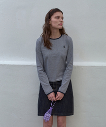 HANE（ハネ）の「H Needlework T-shirt_Navy Stripe（Tシャツ/カットソー）」