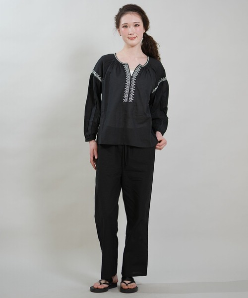 RIKKA FEMME（リッカファム）の「RIKKA FEMME/リッカファム 半袖 シャツ ブラウス 刺繍 キーネック RF6S-2601（シャツ/ブラウス・レディース・ホワイト/ブラック・FREE）」の11枚目の写真