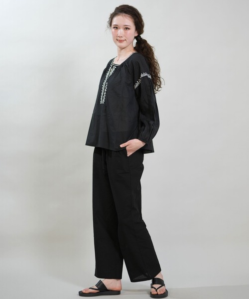 RIKKA FEMME（リッカファム）の「RIKKA FEMME/リッカファム 半袖 シャツ ブラウス 刺繍 キーネック RF6S-2601（シャツ/ブラウス・レディース・ホワイト/ブラック・FREE）」の12枚目の写真