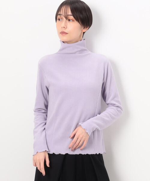 Gabardine K.T(ギャバジンケーティー)の「〔 +サイズ 〕 ニットコール カットソー(Tシャツ/カットソー・レディース・ブラック/ライラック/オフホワイト/グレー/ライトグレー・13号/17号)」の5枚目の写真