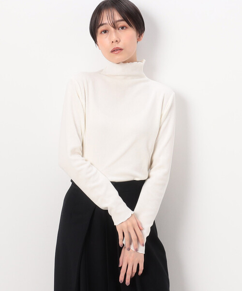 Gabardine K.T(ギャバジンケーティー)の「〔 +サイズ 〕 ニットコール カットソー(Tシャツ/カットソー・レディース・ブラック/ライラック/オフホワイト/グレー/ライトグレー・13号/17号)」の2枚目の写真