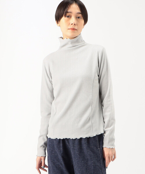 Gabardine K.T(ギャバジンケーティー)の「〔 +サイズ 〕 ニットコール カットソー(Tシャツ/カットソー・レディース・ブラック/ライラック/オフホワイト/グレー/ライトグレー・13号/17号)」の4枚目の写真