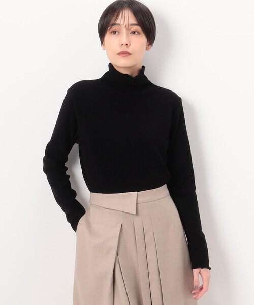 Gabardine K.T(ギャバジンケーティー)の「〔 +サイズ 〕 ニットコール カットソー(Tシャツ/カットソー・レディース・ブラック/ライラック/オフホワイト/グレー/ライトグレー・13号/17号)」の3枚目の写真