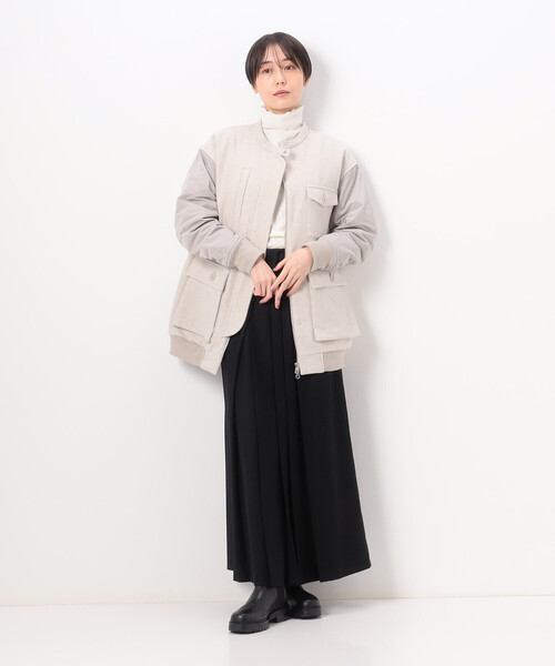 Gabardine K.T(ギャバジンケーティー)の「〔 +サイズ 〕 ニットコール カットソー(Tシャツ/カットソー・レディース・ブラック/ライラック/オフホワイト/グレー/ライトグレー・13号/17号)」の7枚目の写真