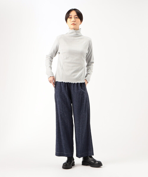 Gabardine K.T(ギャバジンケーティー)の「〔 +サイズ 〕 ニットコール カットソー(Tシャツ/カットソー・レディース・ブラック/ライラック/オフホワイト/グレー/ライトグレー・13号/17号)」の9枚目の写真