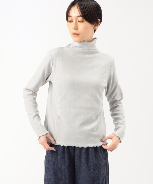 Gabardine K.T(ギャバジンケーティー)の「〔 +サイズ 〕 ニットコール カットソー(Tシャツ/カットソー・レディース・ブラック/ライラック/オフホワイト/グレー/ライトグレー・13号/17号)」の10枚目の写真