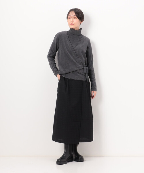 Gabardine K.T(ギャバジンケーティー)の「〔 +サイズ 〕 ニットコール カットソー(Tシャツ/カットソー・レディース・ブラック/ライラック/オフホワイト/グレー/ライトグレー・13号/17号)」の11枚目の写真