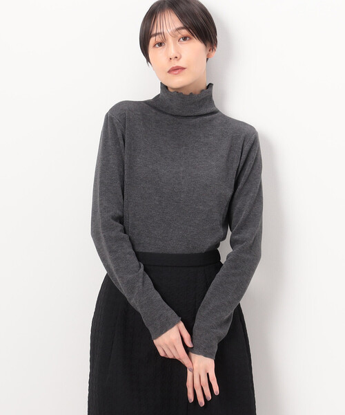 Gabardine K.T(ギャバジンケーティー)の「〔 +サイズ 〕 ニットコール カットソー(Tシャツ/カットソー・レディース・ブラック/ライラック/オフホワイト/グレー/ライトグレー・13号/17号)」の12枚目の写真