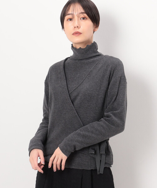 Gabardine K.T(ギャバジンケーティー)の「〔 +サイズ 〕 ニットコール カットソー(Tシャツ/カットソー・レディース・ブラック/ライラック/オフホワイト/グレー/ライトグレー・13号/17号)」の13枚目の写真