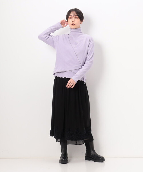 Gabardine K.T(ギャバジンケーティー)の「〔 +サイズ 〕 ニットコール カットソー(Tシャツ/カットソー・レディース・ブラック/ライラック/オフホワイト/グレー/ライトグレー・13号/17号)」の21枚目の写真
