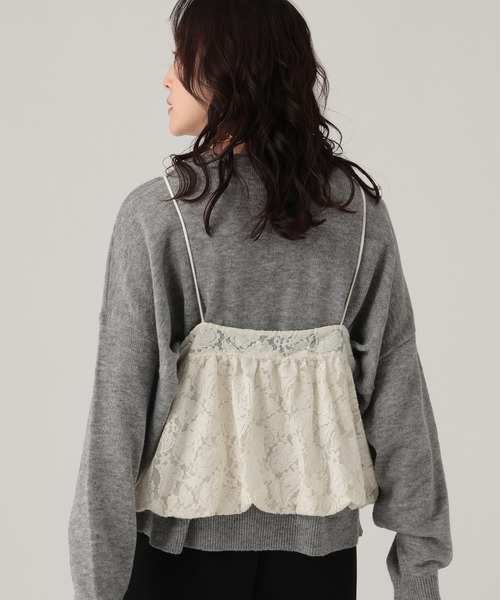 Elura(エルーラ)の「起毛レースバルーンキャミ/612485(キャミソール・レディース・ブラック/オフホワイト・FREE)」の4枚目の写真