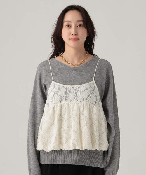 Elura(エルーラ)の「起毛レースバルーンキャミ/612485(キャミソール・レディース・ブラック/オフホワイト・FREE)」の11枚目の写真