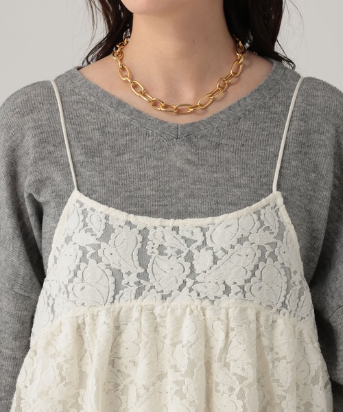 Elura(エルーラ)の「起毛レースバルーンキャミ/612485(キャミソール・レディース・ブラック/オフホワイト・FREE)」の15枚目の写真