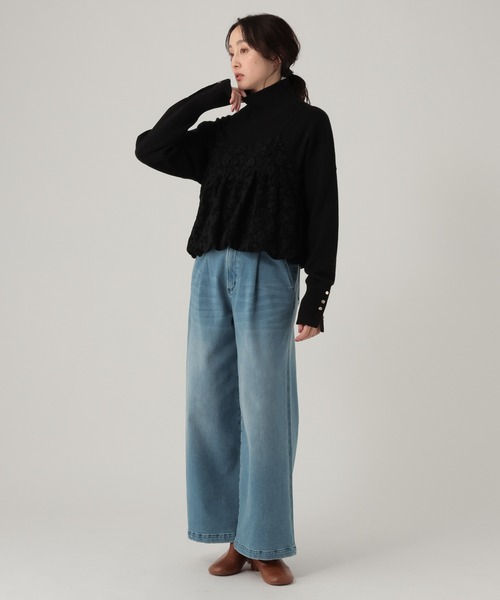 Elura(エルーラ)の「起毛レースバルーンキャミ/612485(キャミソール・レディース・ブラック/オフホワイト・FREE)」の9枚目の写真