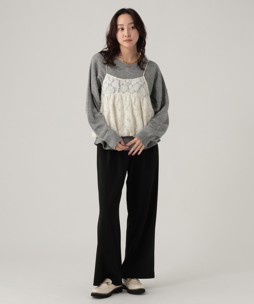 Elura(エルーラ)の「起毛レースバルーンキャミ/612485(キャミソール・レディース・ブラック/オフホワイト・FREE)」の5枚目の写真