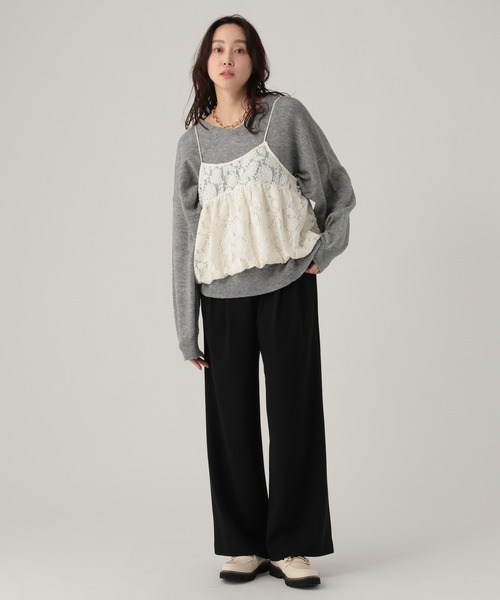 Elura(エルーラ)の「起毛レースバルーンキャミ/612485(キャミソール・レディース・ブラック/オフホワイト・FREE)」の6枚目の写真