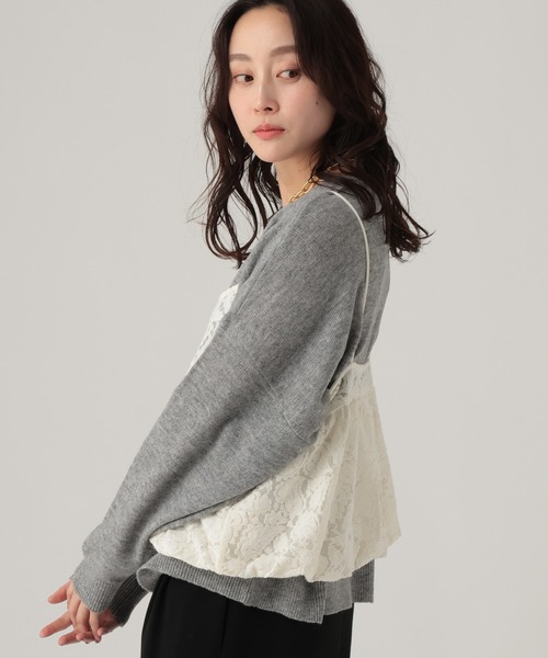 Elura(エルーラ)の「起毛レースバルーンキャミ/612485(キャミソール・レディース・ブラック/オフホワイト・FREE)」の3枚目の写真