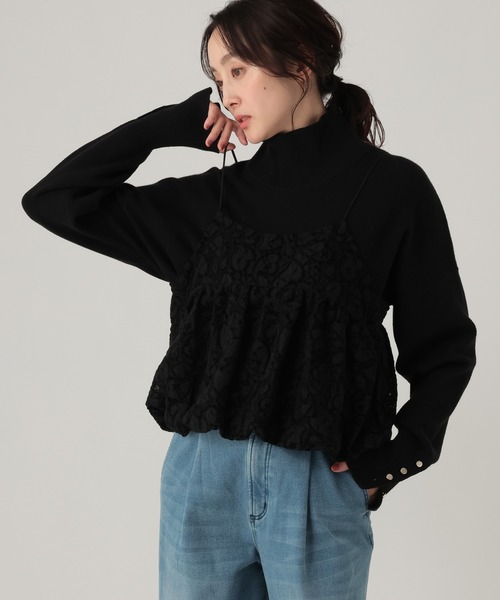 Elura(エルーラ)の「起毛レースバルーンキャミ/612485(キャミソール・レディース・ブラック/オフホワイト・FREE)」の7枚目の写真