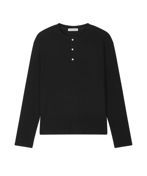 WOOL HENLEY LONG SLEEVE BLACK
