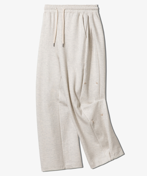 SNAP WIDE DOUBLE JERSEY PANTS - OATMEAL
