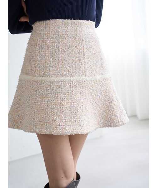 SNIDEL（スナイデル）の「ツイードフレアミニスカート（スカート・レディース・ブルー/アイボリー/マルチ・0/1）」の6枚目の写真