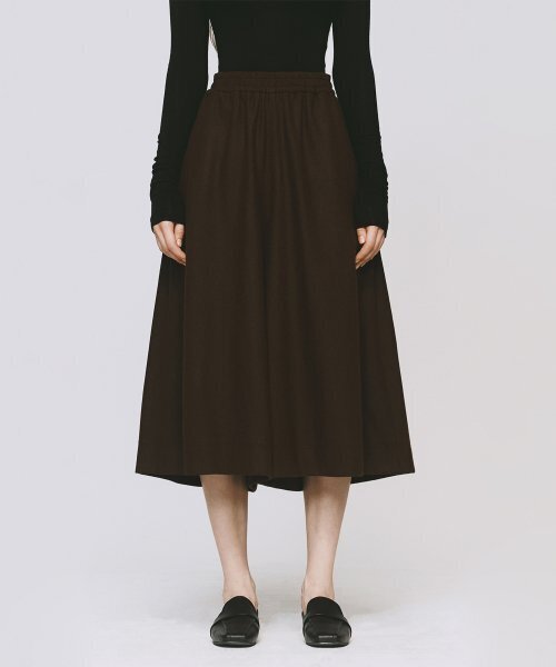 ウールワイドパンツブラウン